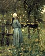 William Stott of Oldham A Girl in a  Meadow Germany oil painting artist